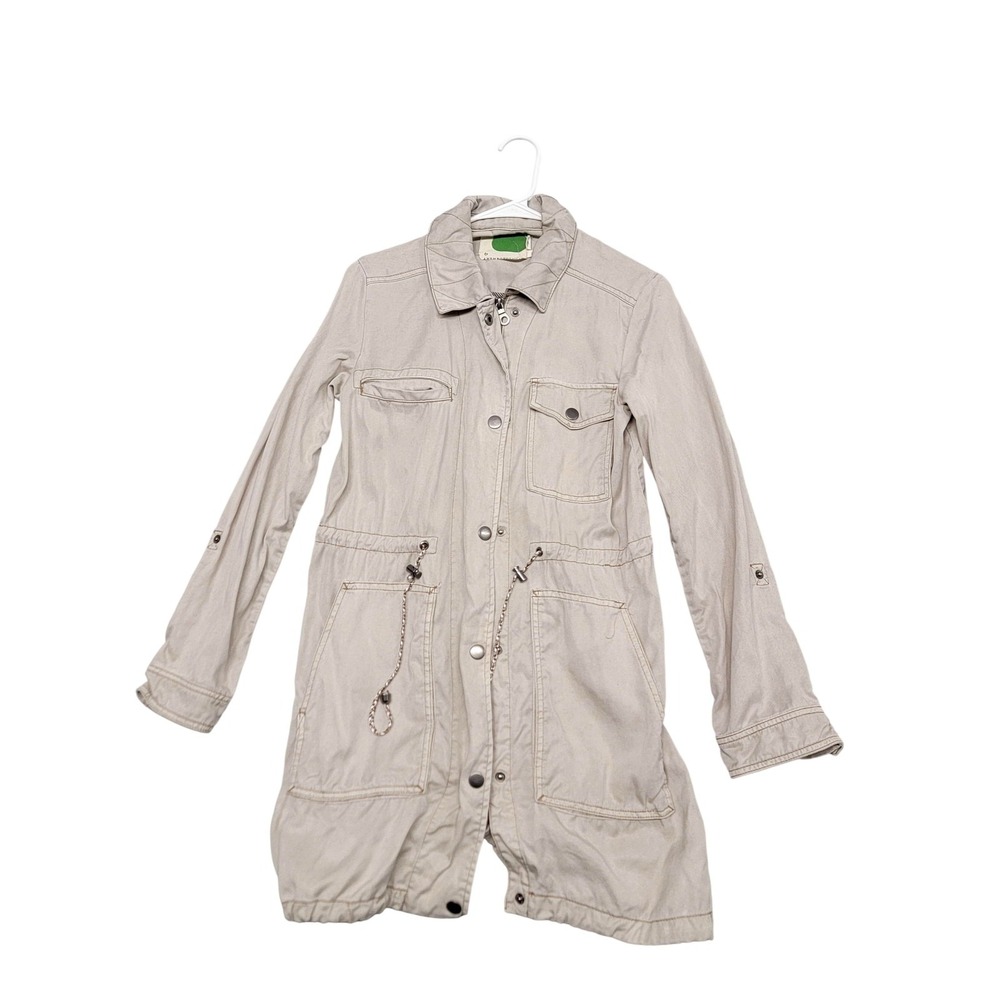 Anthropologie Jacket Womens XS Beige Lyocell Twill Zip Manto Field Jacket‎